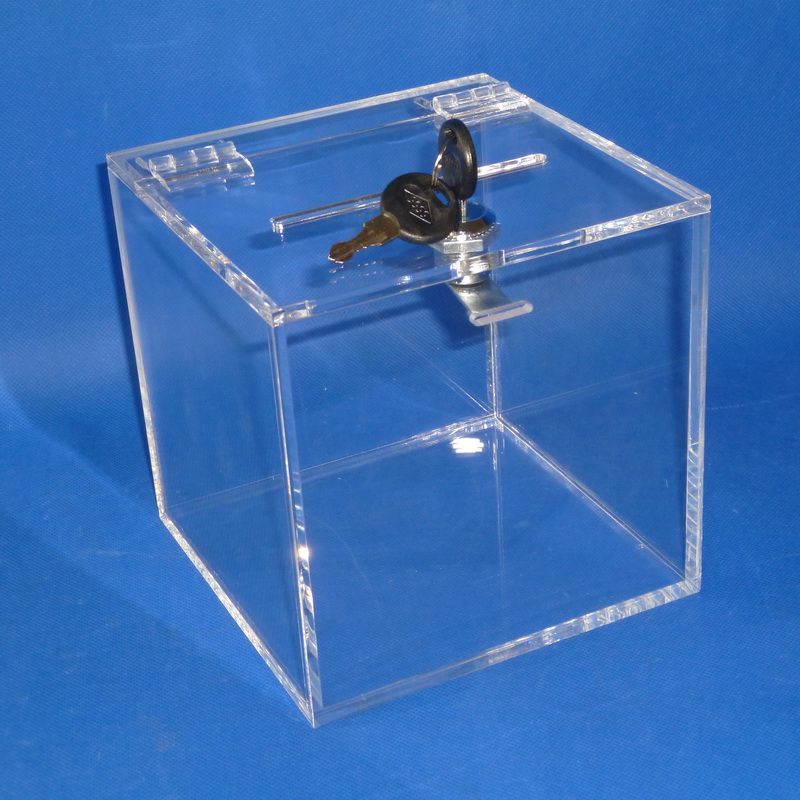 Customizable clear or color acrylic card box with lock 2122