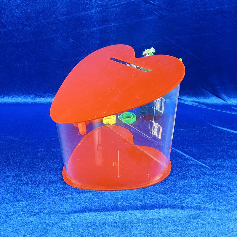 Heart-shaped red and clear donation box 2153