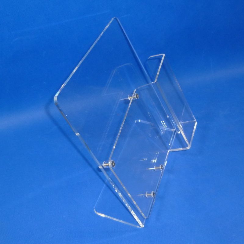 slant back clear acrylic sign holder with pamphlet pocket 6116