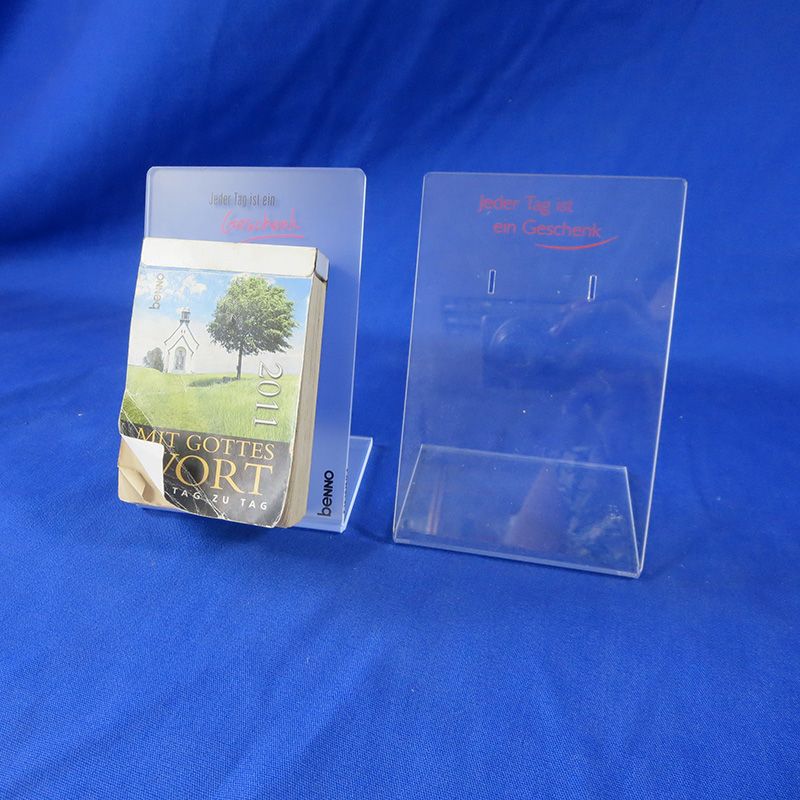 Custom clear slant acrylic calendar holder 6159