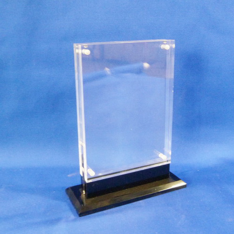 Black buttom double sides label holder desk sign holder menu stand 1126