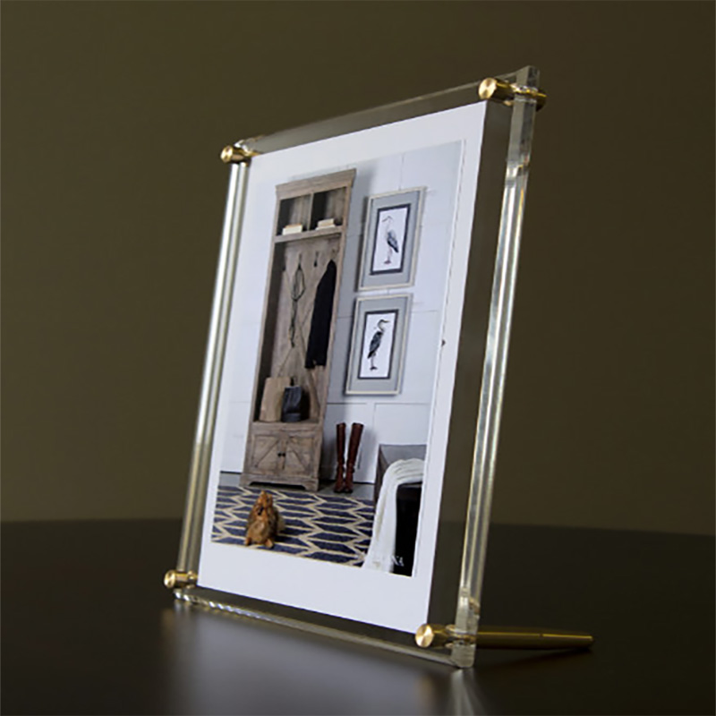 Custom A4 lucite photo frame with metal rod 1129