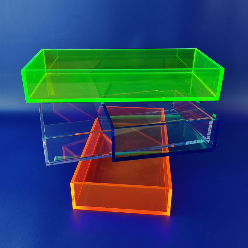 Neon colors acrylic 5-sided display and storage box case 2112