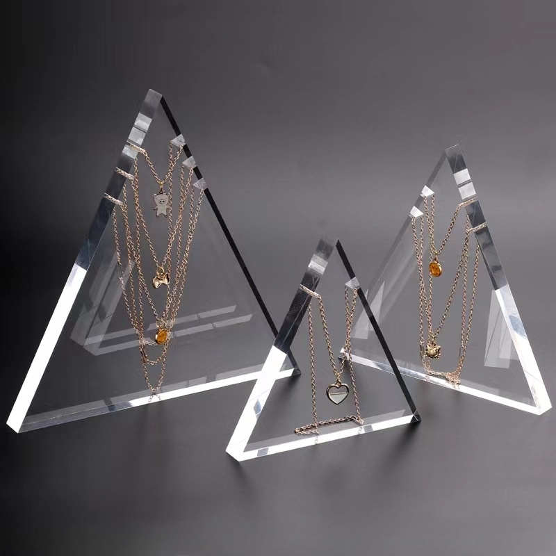 Triangle acrylic necklace display stand,acrylic triangle jewelry display 4118