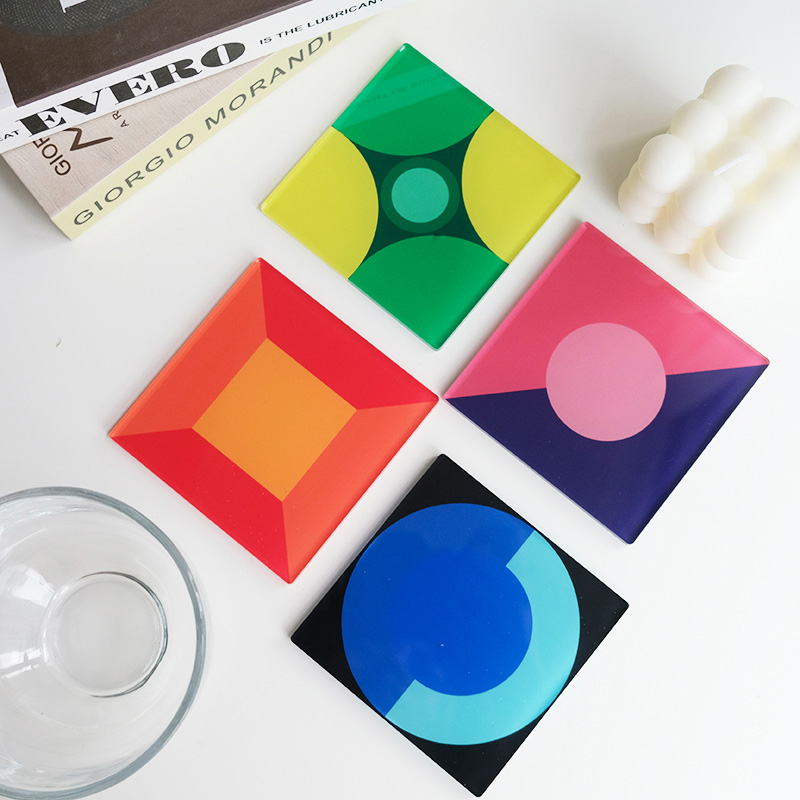 Geometric pattern square acrylic coaster 5E15