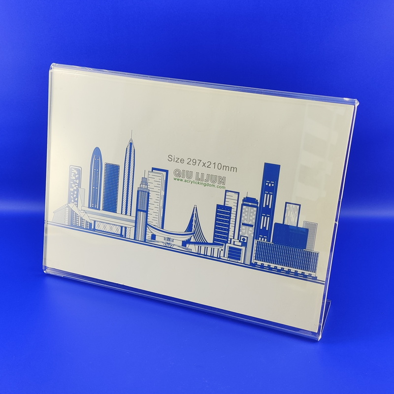 Slant back clear acrylic A4 size sign holder Landscape 7208